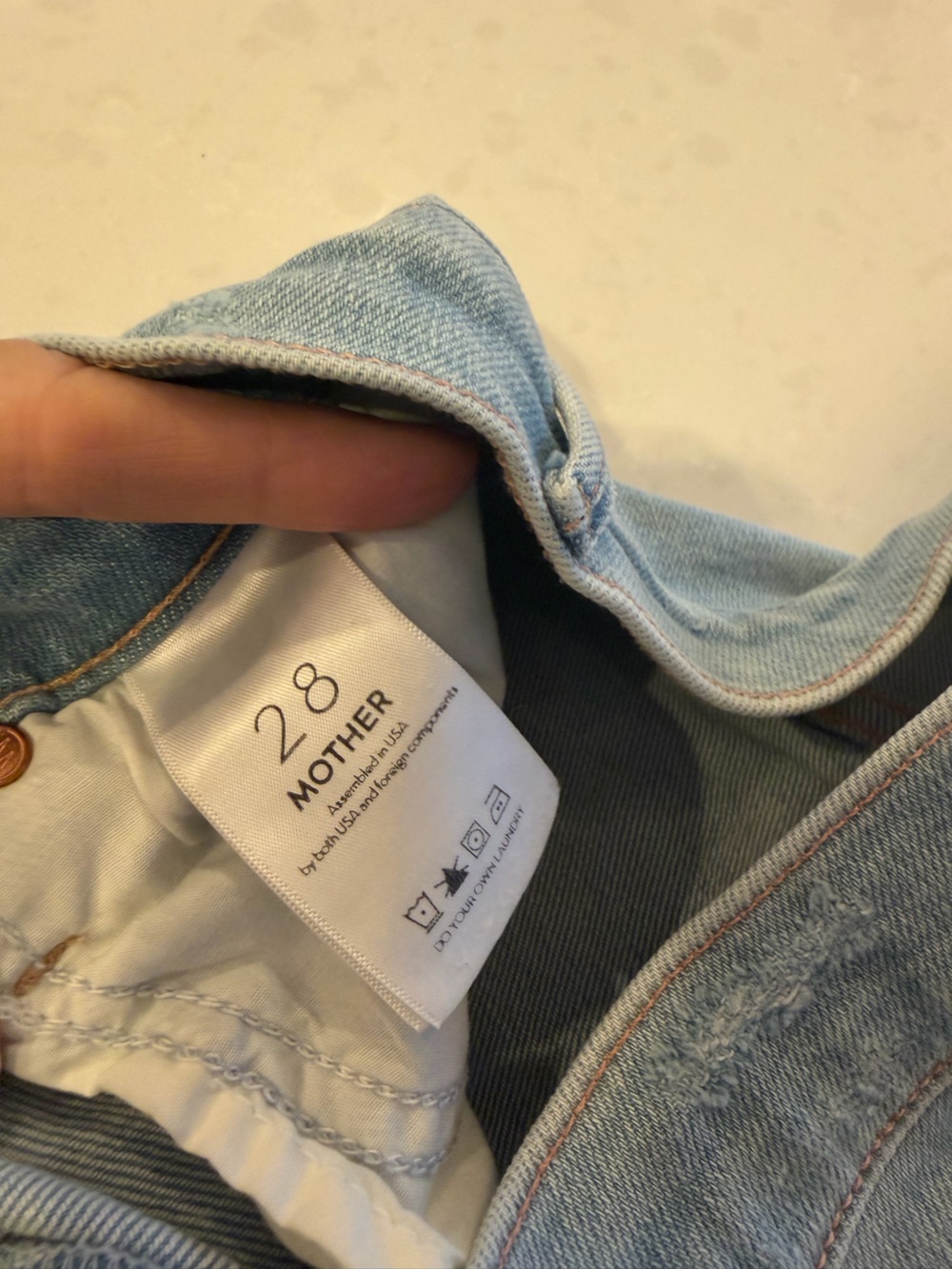 MOTHER Light Blue Ripped Flare Jeans - Picture 3 of 3